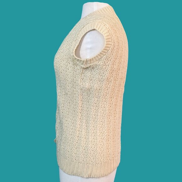 Cream Cable Knit Women's Cardigan - Picture 3 of 7